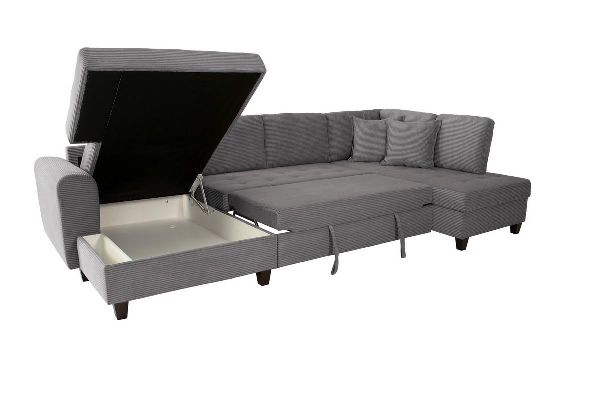 Wohnlandschaft Moritz Grau U-Form: 155x324x178 cm - Grau, Trend, Textil (155/324/178cm)