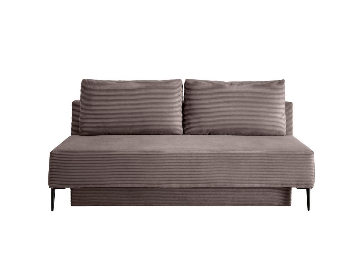 Schlafsofa Petri Graubraun Cord, Rücken Echt B: 198 Cm - Graubraun/Schwarz, MODERN, Textil (198/90/100cm) - Livetastic