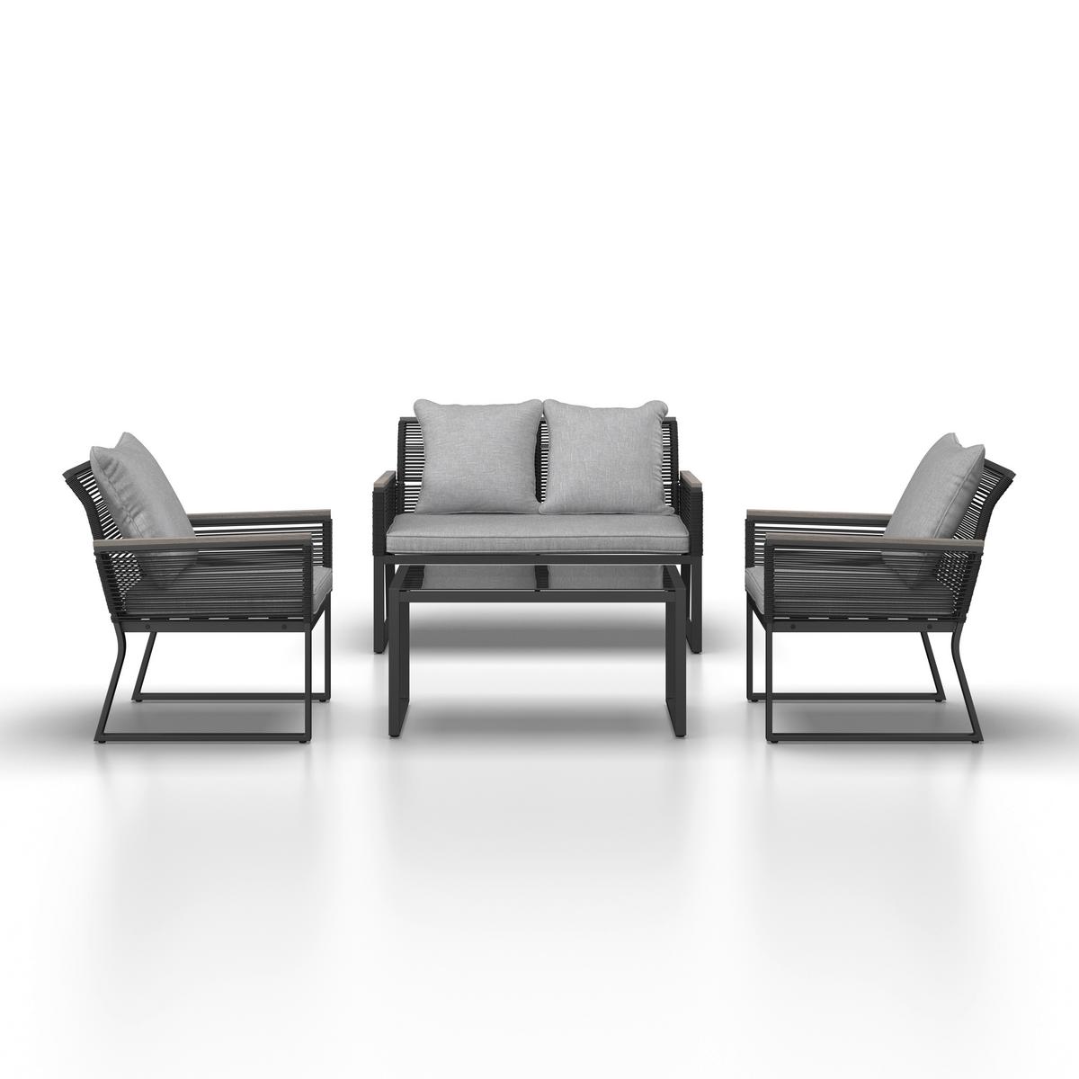 TERASOVÁ SEDACIA SÚPRAVA PAULINA - čierna/svetlosivá, Modern, kov/textil (106/74/70,5cm) - Bessagi Garden