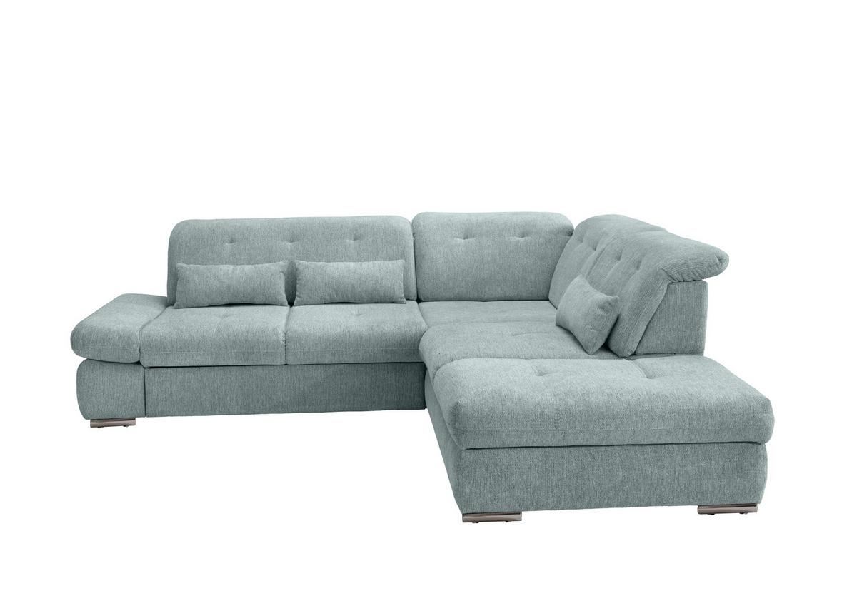 Ecksofa Dalida Mintgrün S: 280x254 Cm - Chromfarben/Mintgrün, Design, Textil (280/254cm) - Livetastic