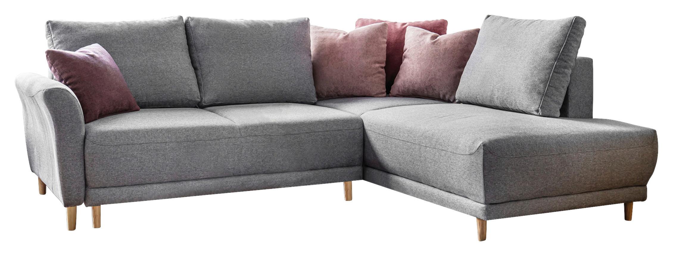 Sedacia súprava s rozkladom LEA svetlosivá - slivková/svetlosivá, Basics, drevo/textil (240/198cm) - MID.YOU