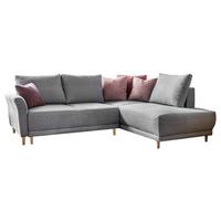 Sedací souprava s rozkladem LEA světle šedá - barvy borovice/světle šedá, Basics, dřevo/textil (240/198cm) - MID.YOU
