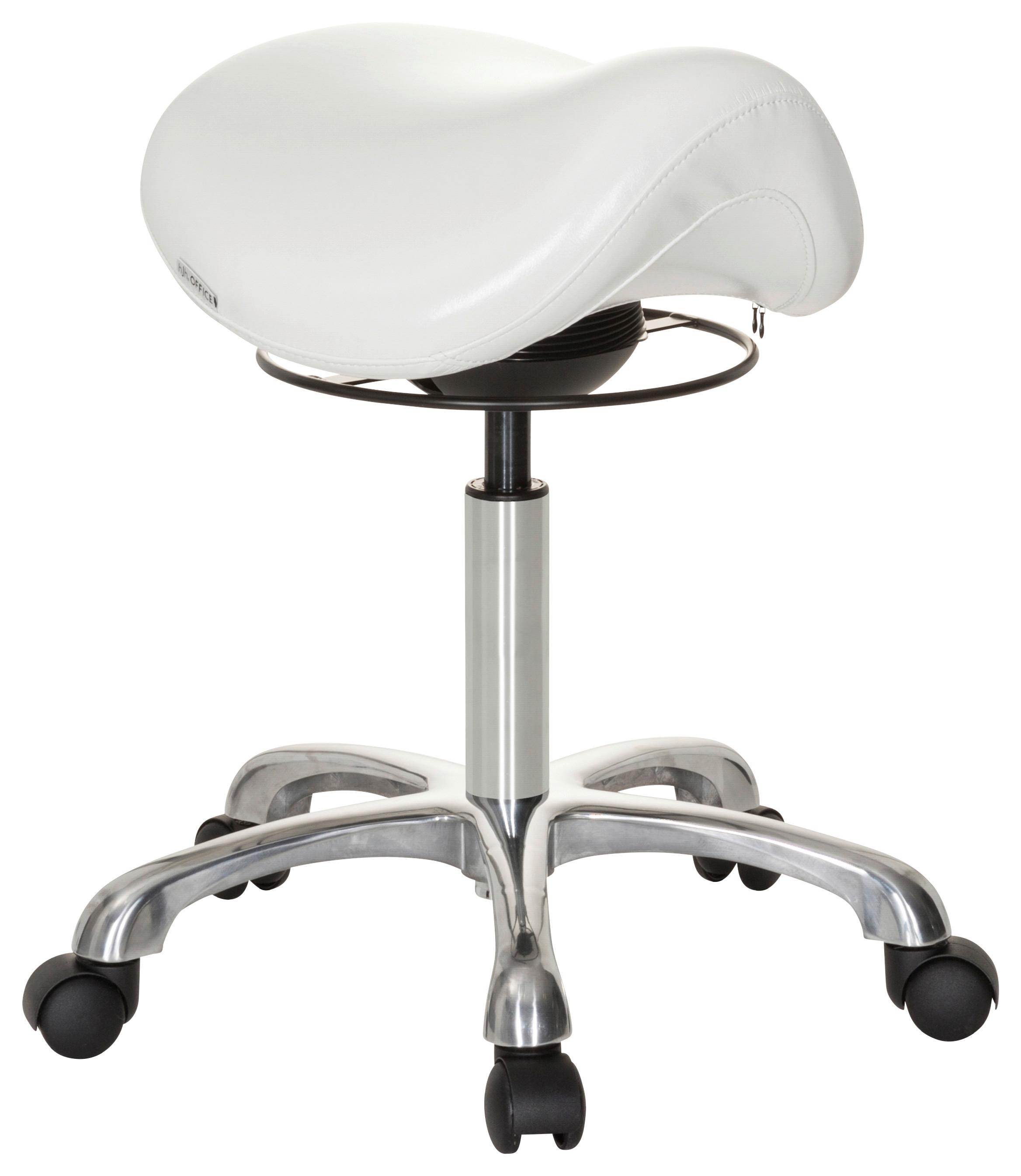 Bürohocker Ortho Sit Weiß Bis 110 Kg - Silberfarben/Weiß, Basics, Kunststoff/Textil (56/54/56cm) - MID.YOU