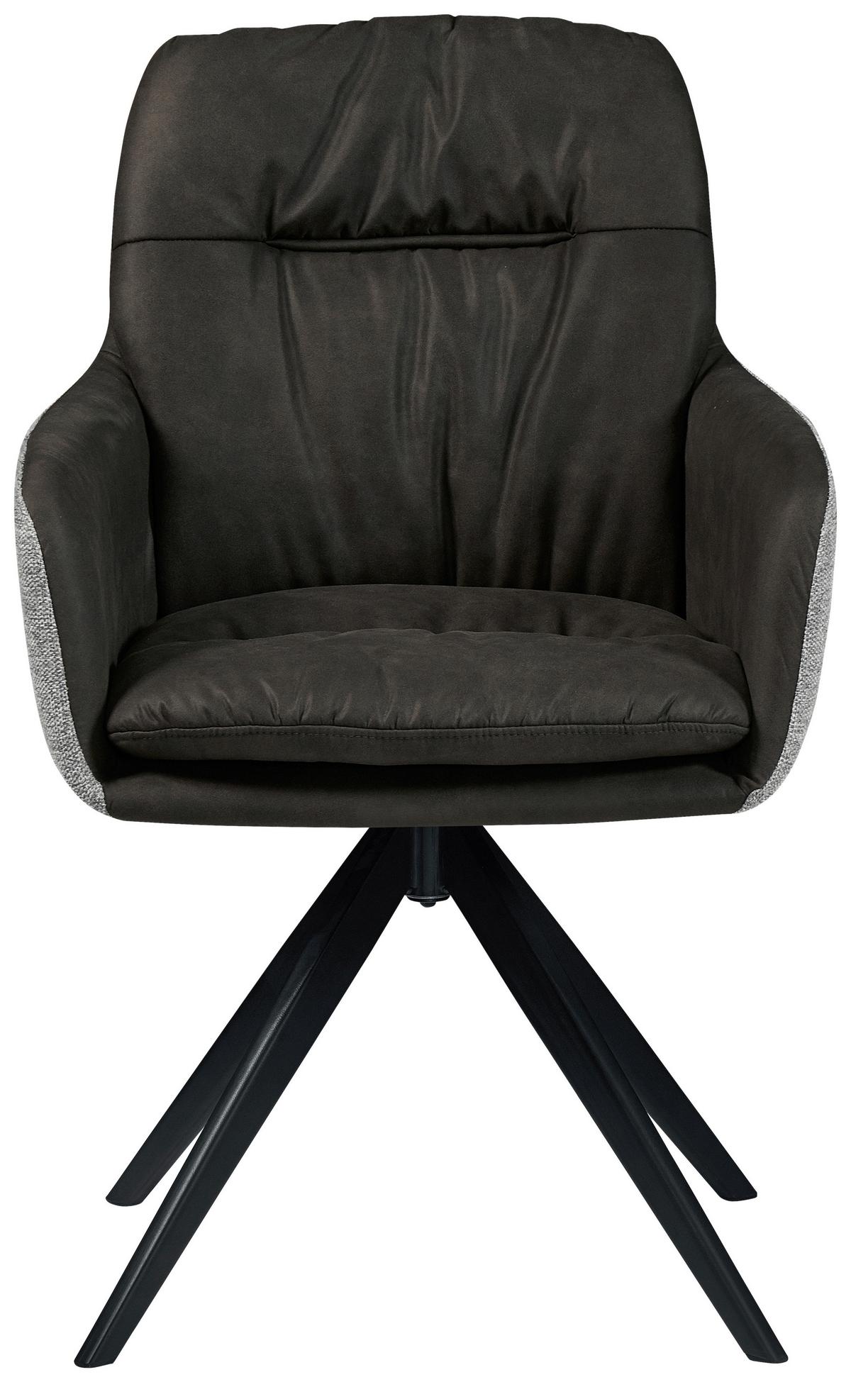 Armlehnstuhl Dian 125 - Schwarz, MODERN, Textil/Metall (57/87/64,5cm) - Kayoom