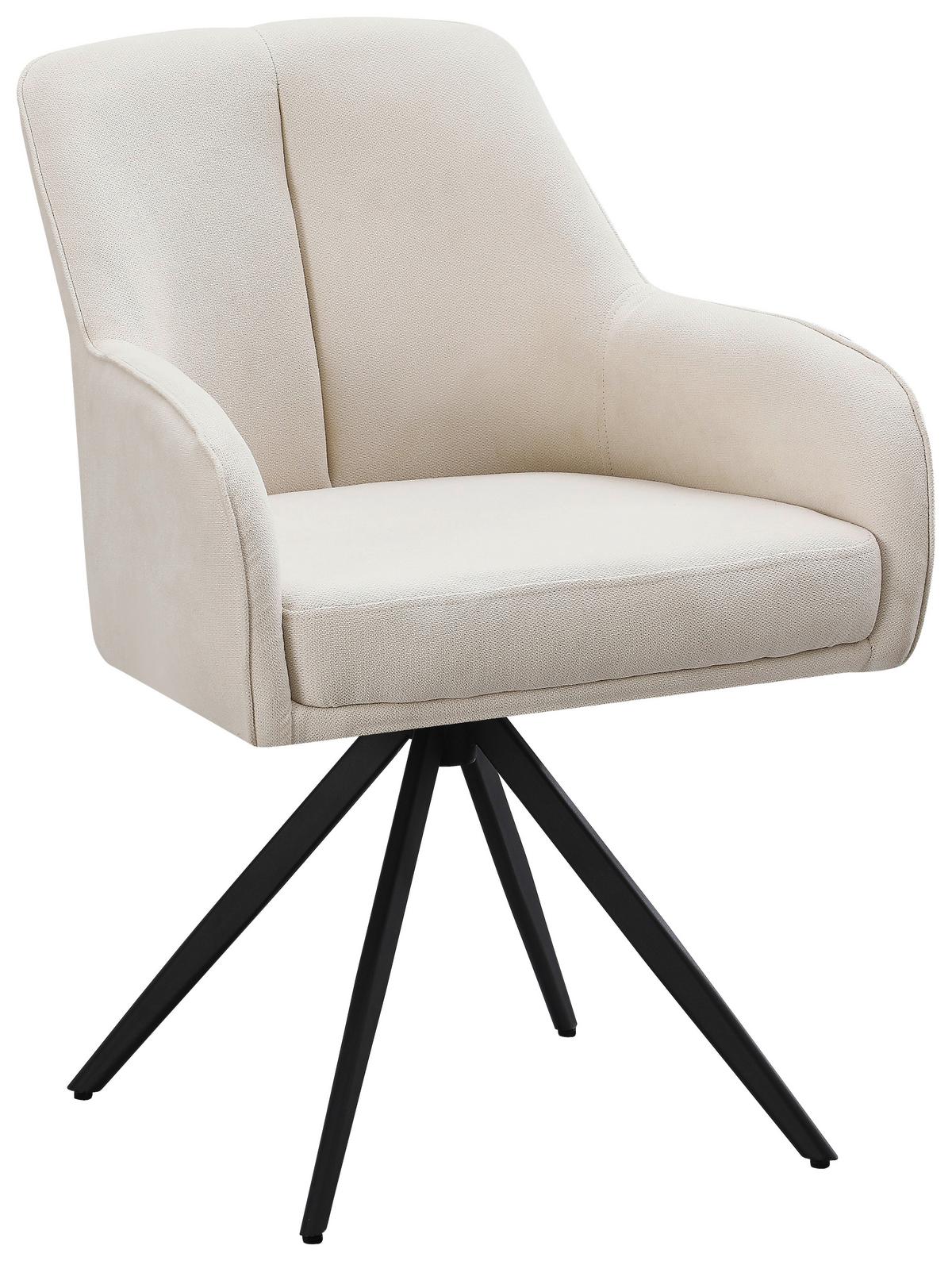 Armlehnstuhl Zwei Beige B: 62 cm - Beige/Schwarz, MODERN, Holz/Textil (62/83/62cm) - Livetastic