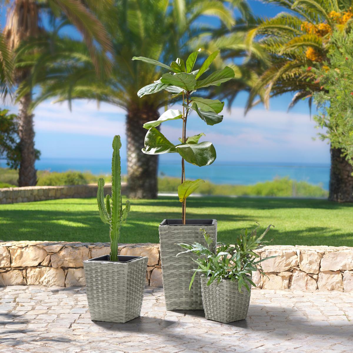 Blumentopf Nils - Schwarz/Grau, KONVENTIONELL, Kunststoff/Metall (23/27cm) - Luca Bessoni