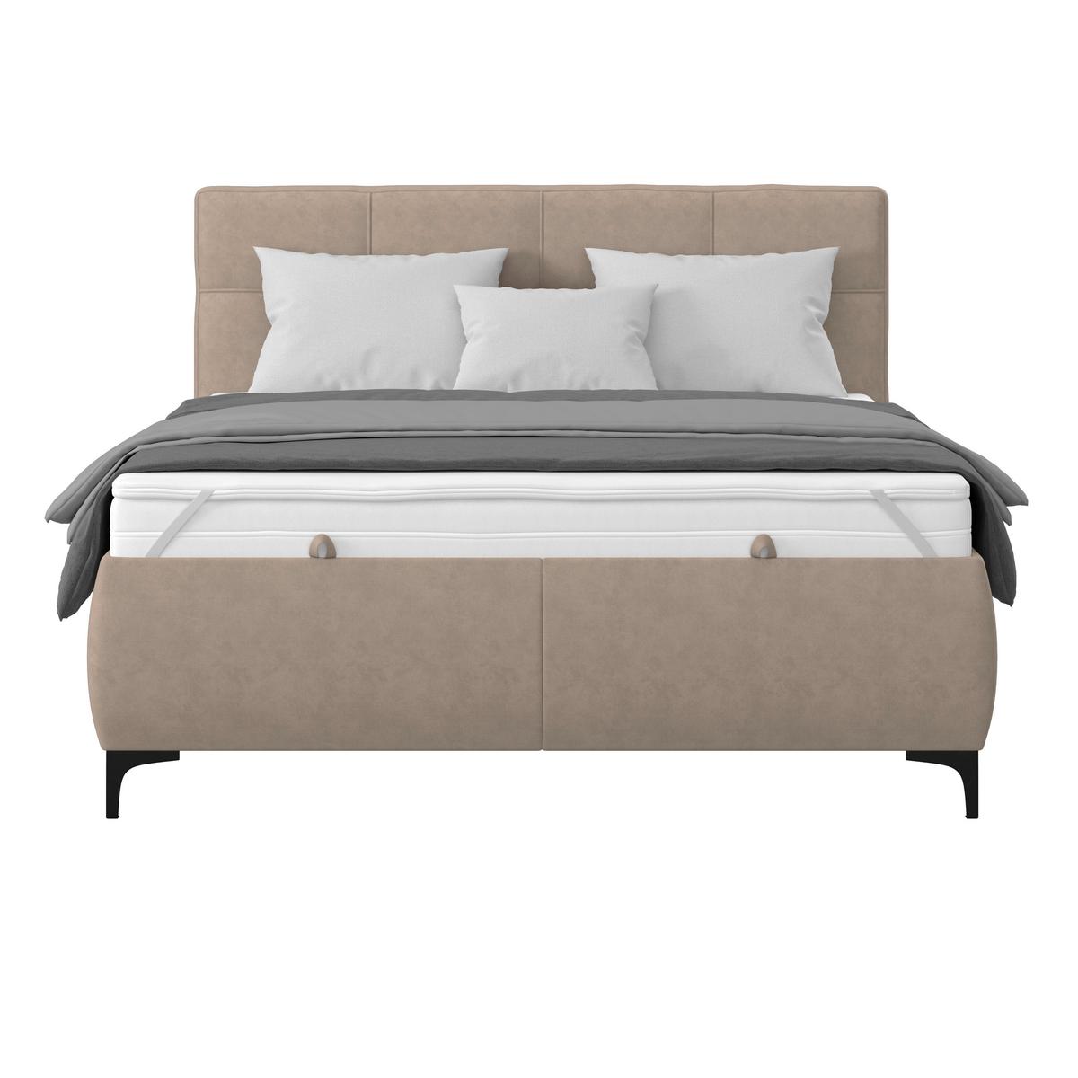 Polsterbett Zeni 140 - Sandfarben/Schwarz, KONVENTIONELL, Holz/Textil (140/200cm)