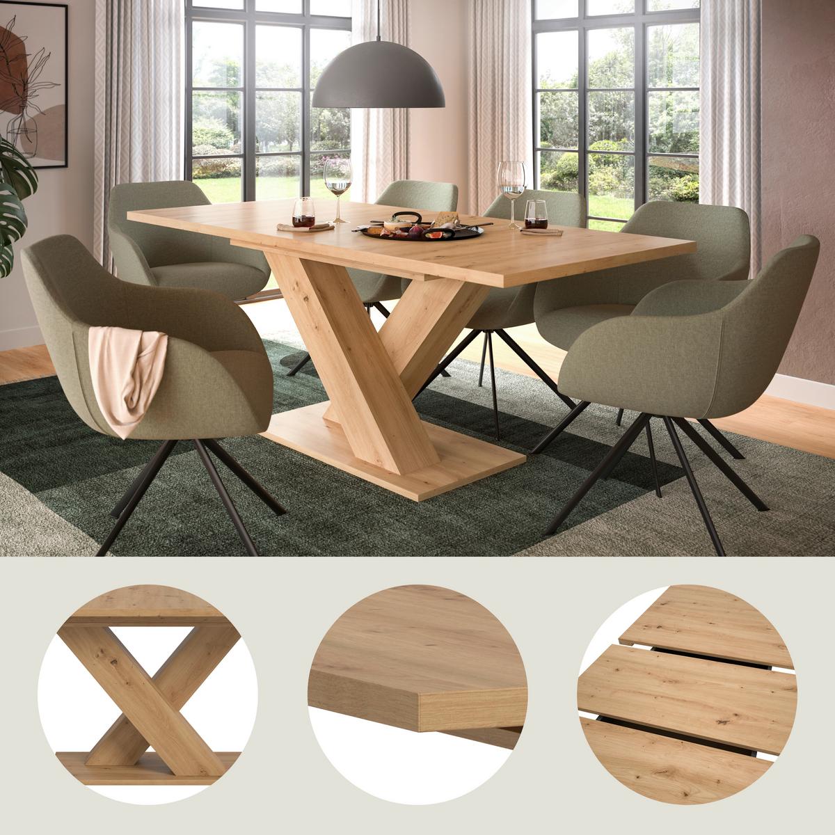 Ausziehtisch Marlon B:150-190 cm, Melamin Dekor Artisan - Eiche Artisan, KONVENTIONELL, Holzwerkstoff (150-190/90/76cm) - MID.YOU