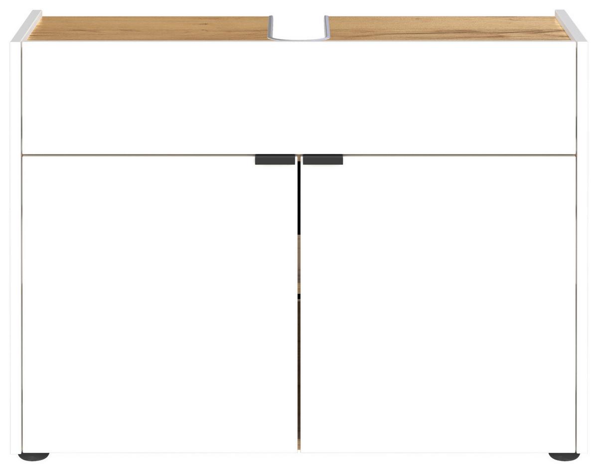 Badezimmer Forano Weiß Eichefarben - Eichefarben/Schwarz, MODERN, Holzwerkstoff (129cm) - Germania