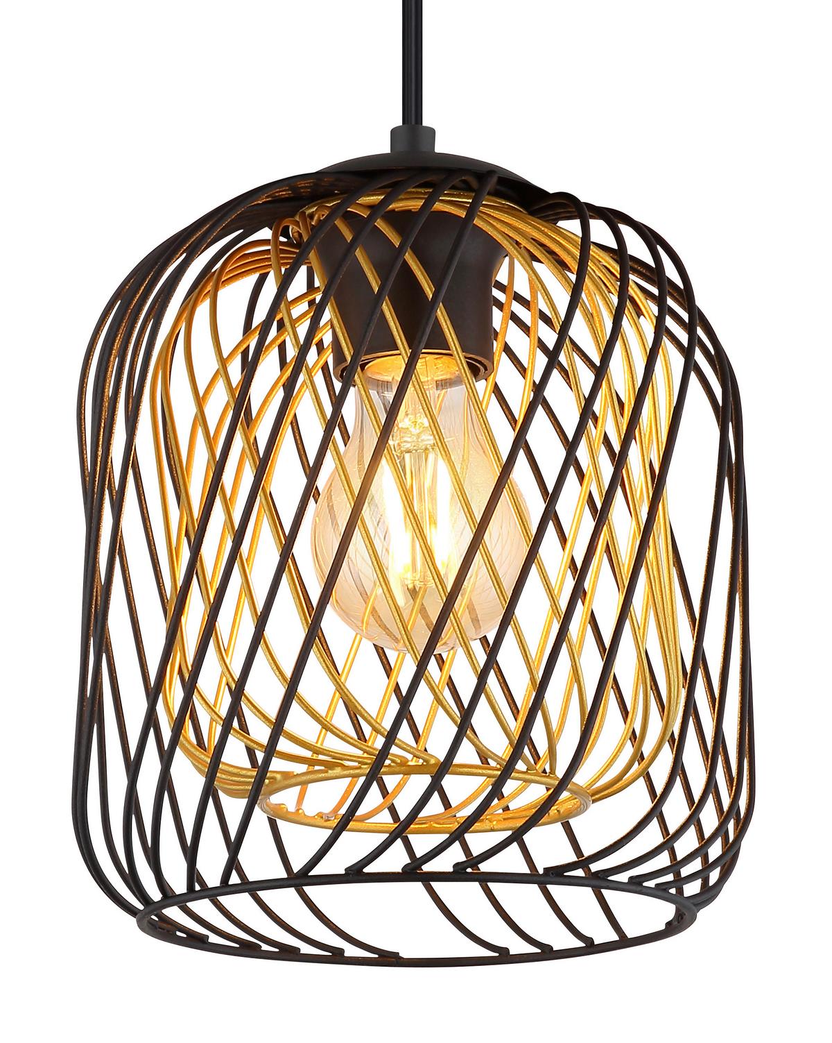 Hängeleuchte Dichti Schwarz Goldfarben D: 18 cm - Goldfarben/Schwarz, Basics, Kunststoff/Metall (18/150cm) - Globo