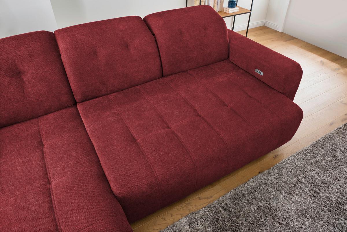 Ecksofa Vicari Rot S: 292x185 Cm - Rot/Schwarz, MODERN, Textil (292/185cm) - Livetastic
