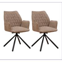 Armlehnstuhl-set Donny Beige B: 57,5 Cm - Beige/Schwarz, MODERN, Textil/Metall (57,5/92/52cm) - MID.YOU