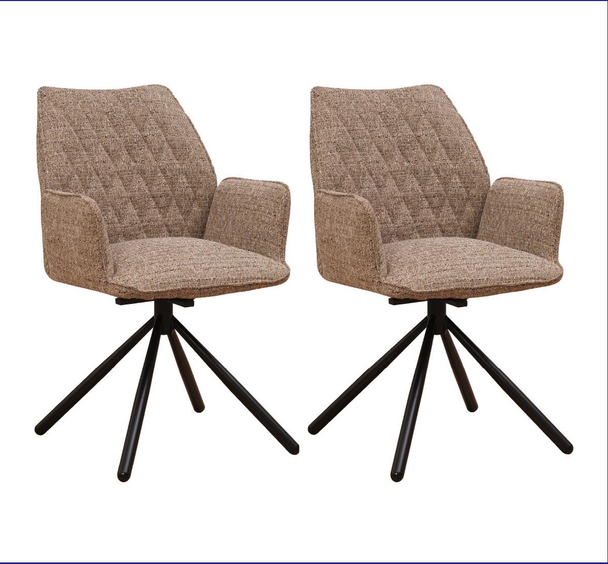 Armlehnstuhl-set Donny Beige B: 57,5 Cm - Beige/Schwarz, MODERN, Textil/Metall (57,5/92/52cm) - MID.YOU