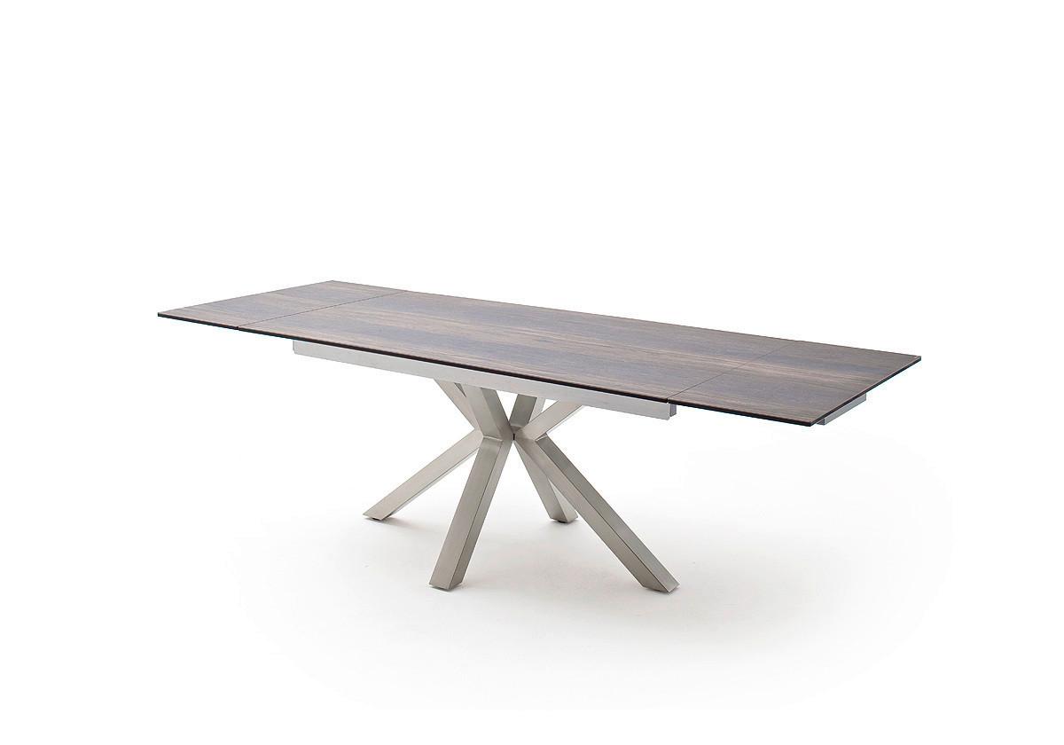 Ausziehtisch Nagano 160 Az 160-240x76x90 Cm Braun - Edelstahlfarben/Braun, Trend, Keramik/Metall (160-240/76/90cm)