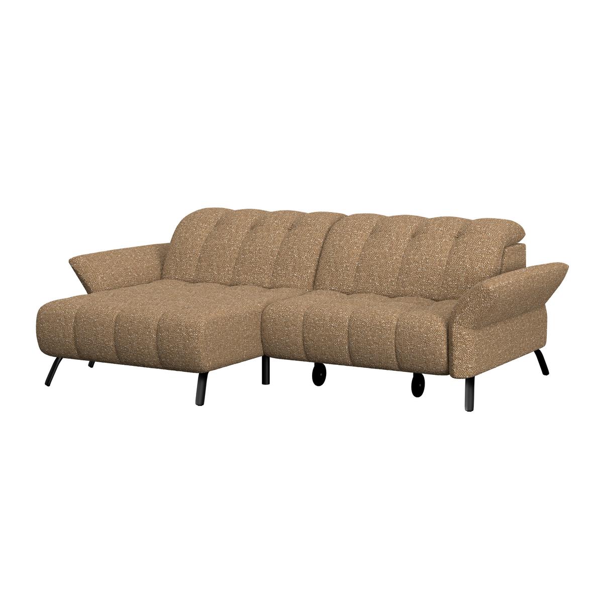 Ecksofa Coast Cognac, 173x244cm - Cognac/Schwarz, KONVENTIONELL, Holzwerkstoff/Textil (173/244cm)