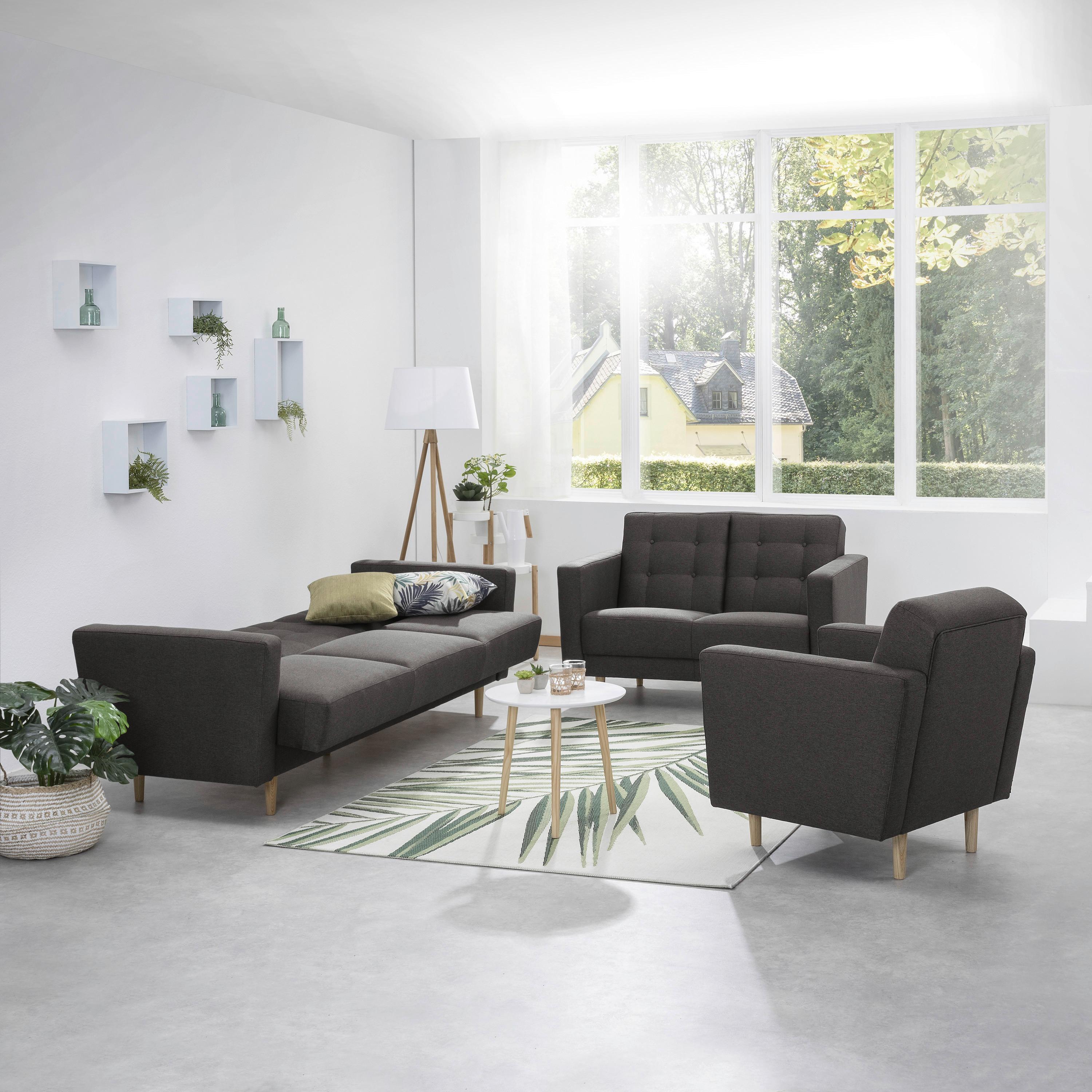 3-sitzer-sofa + Schlaffunktion Jasmin Mit Armlehnen Anthrazit - Eschefarben/Anthrazit, MODERN, Textil (224/81/83cm) - Max Winzer