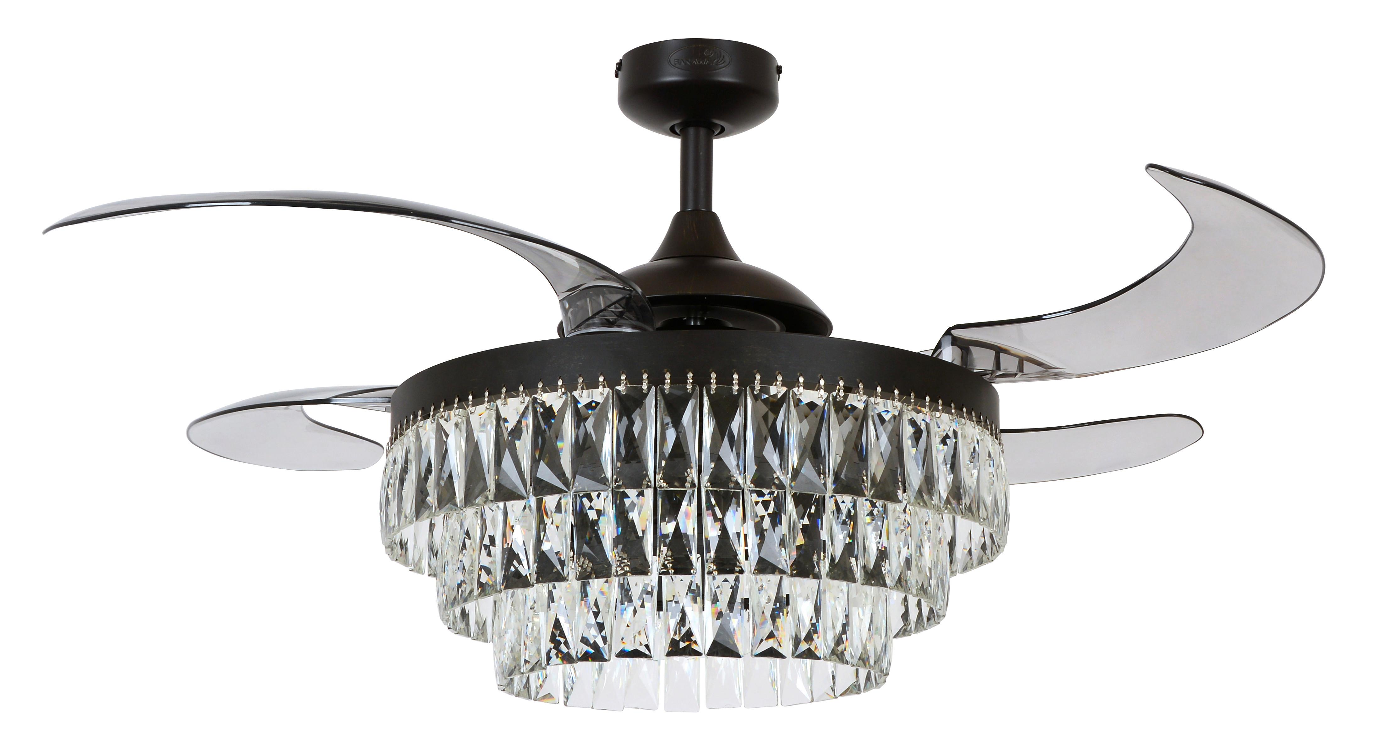 Deckenventilator Fanaway Schwarz 4-Flügel, LED-Leuchte - Transparent/Schwarz, LIFESTYLE, Kunststoff/Metall (122/50cm) - P & B