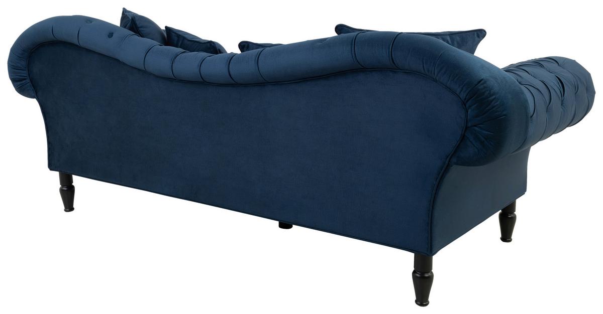 3-Sitzer-Sofa Cupido Dunkelblau Samt - Schwarz/Dunkelblau, Design, Textil (242/91/104cm) - MID.YOU