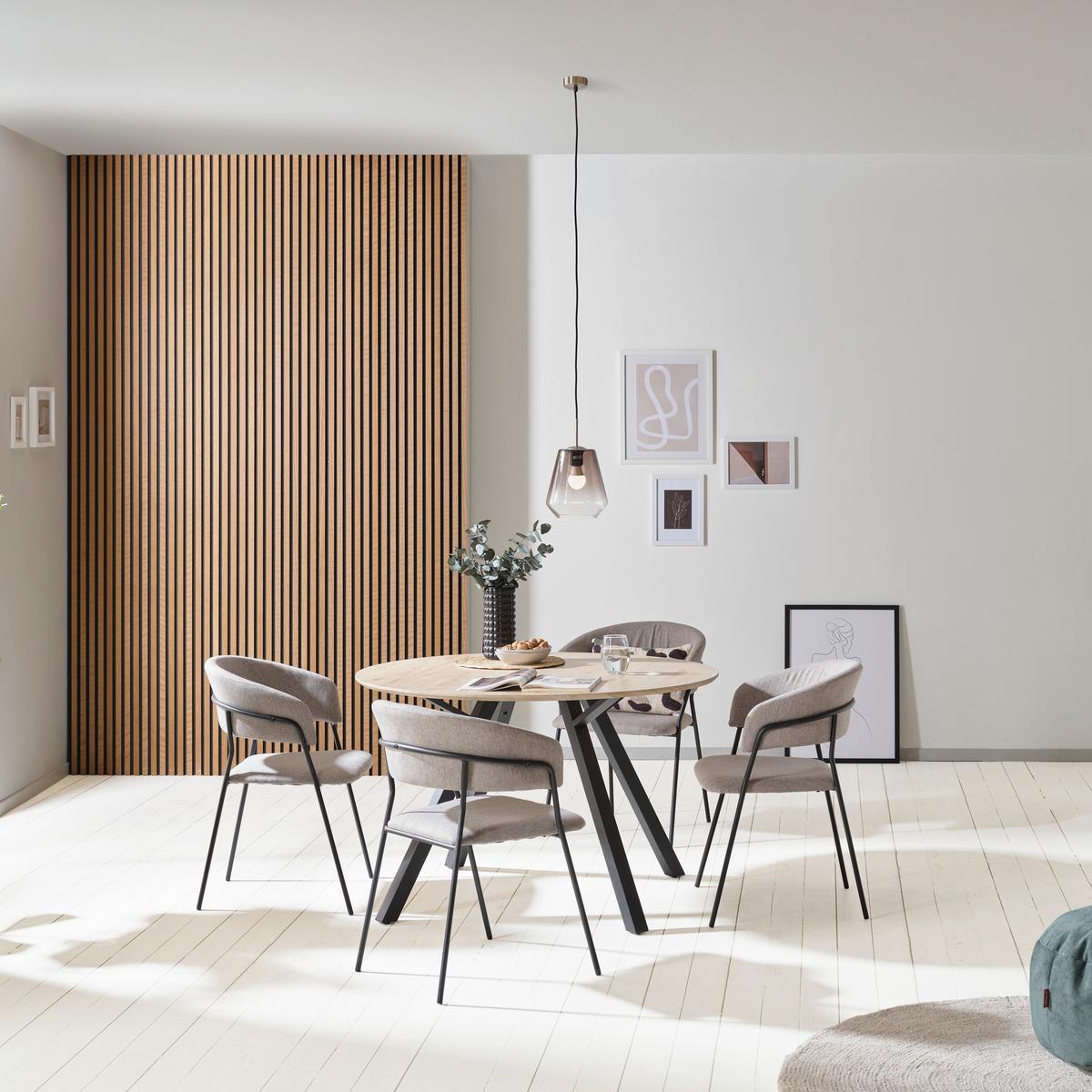 Esstisch Rund Arno 120x76 Naturfarben - Schwarz/Naturfarben, KONVENTIONELL, Holzwerkstoff/Metall (120/76/120cm)