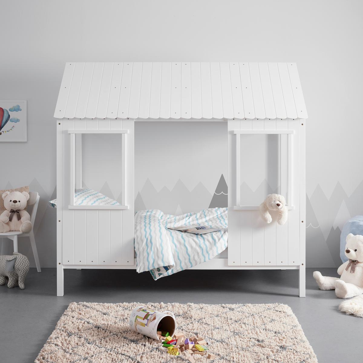Detská posteľ domček Adana biela - biela/prírodná farba, Modern, drevo (208/197cm) - Bessagi Kids