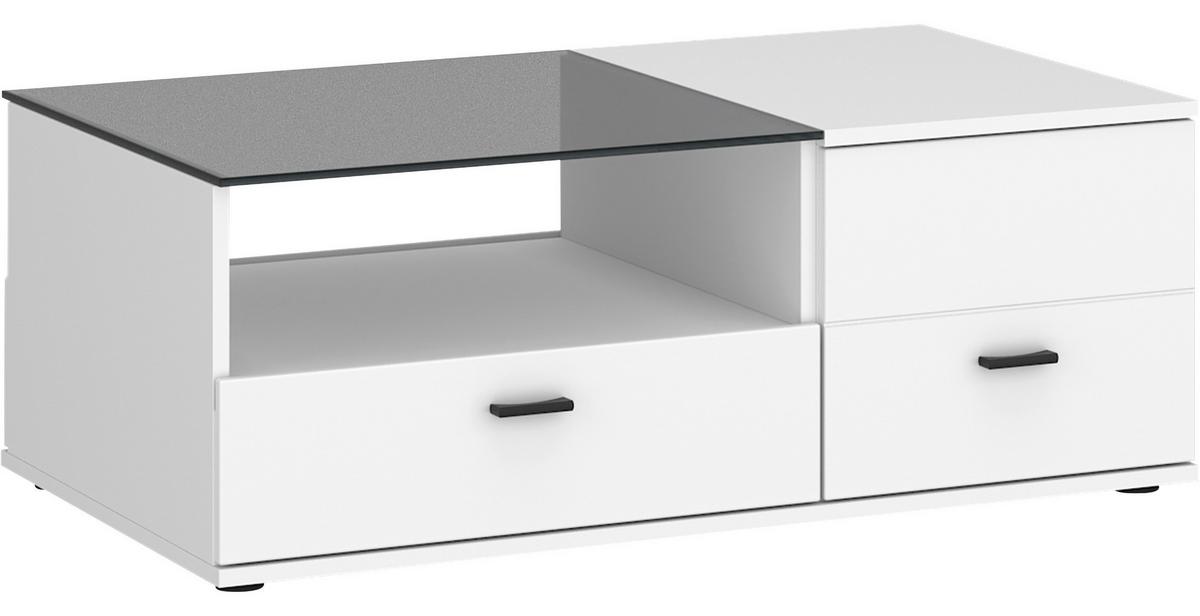 Couchtisch Rion Weiß B: 100 Cm - Weiß, MODERN, Glas/Holzwerkstoff (100/39/67cm)