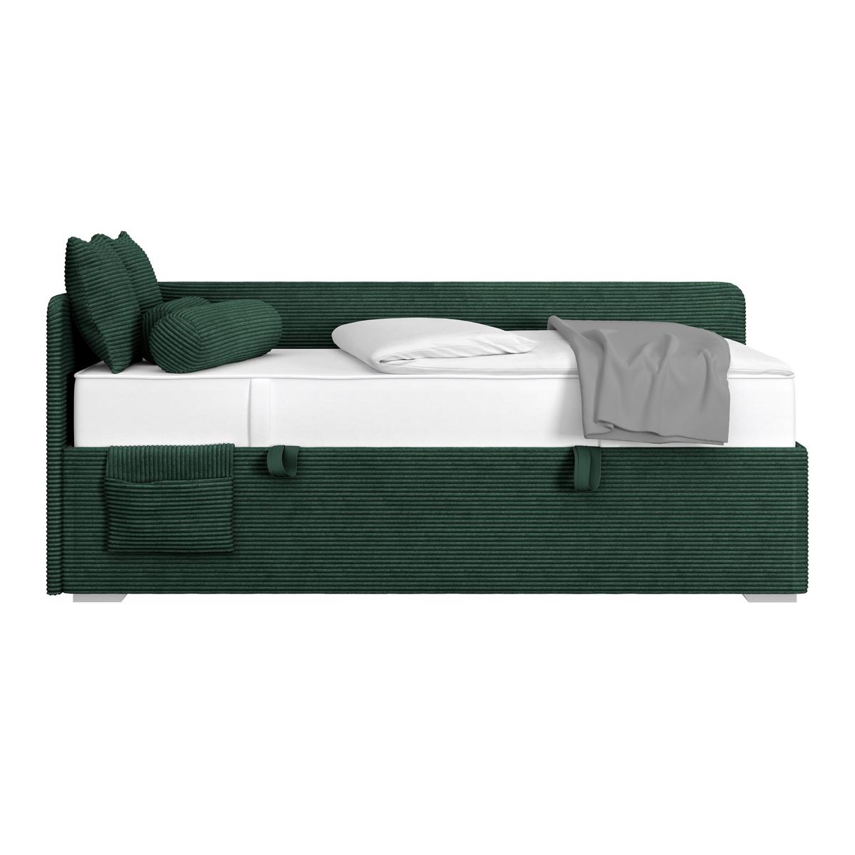 Kárpitozott Ágy Remi 90/200cm - rózsaszín/sötétzöld, Modern, textil/fa (90/200cm)