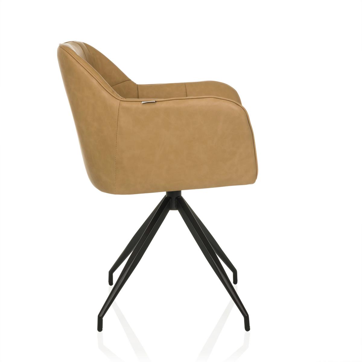 Armlehnstuhl Elverum Cognac B: 61 Cm - Cognac/Schwarz, MODERN, Leder/Metall (61/90/56cm) - MID.YOU