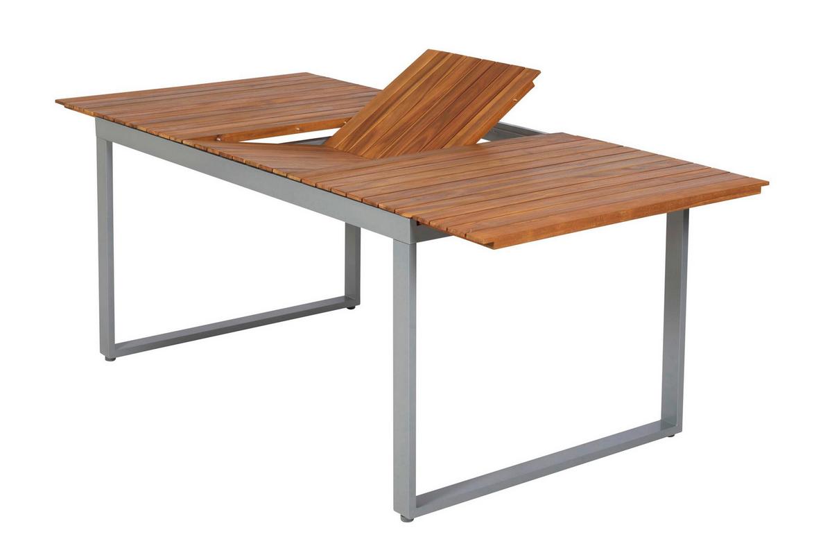 Gartentischgruppe Siena 7-Tlg. Aus Akazie, Tisch ausziehbar - Silberfarben/Naturfarben, KONVENTIONELL, Holz/Textil - Gardenson