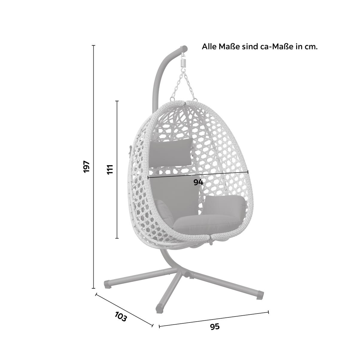 ZÁVESNÉ KRESLO AMY - prírodná farba/tmavosivá, Modern, kov/textil (95/196/103cm)