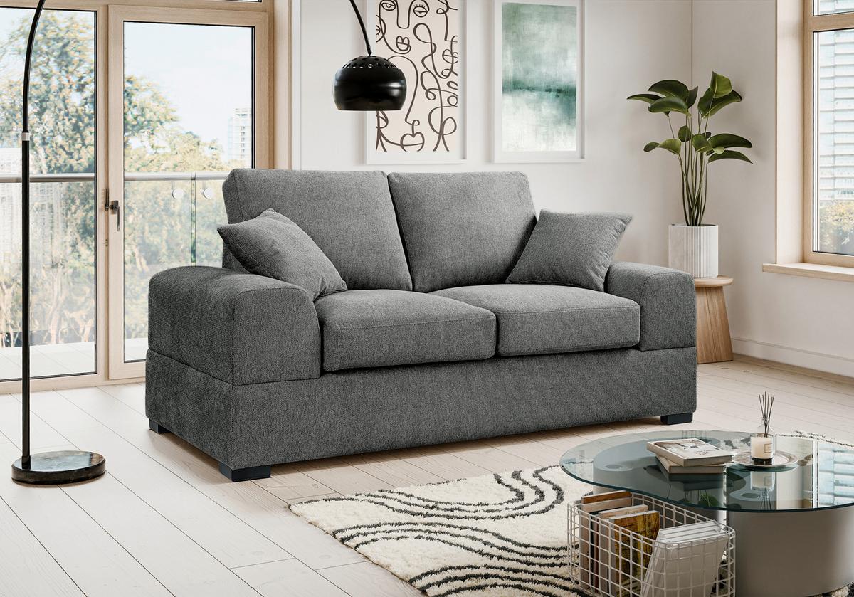2-sitzer-sofa Veda Grau S: 182x93cm - Schwarz/Grau, Basics, Textil (182/93cm) - MID.YOU