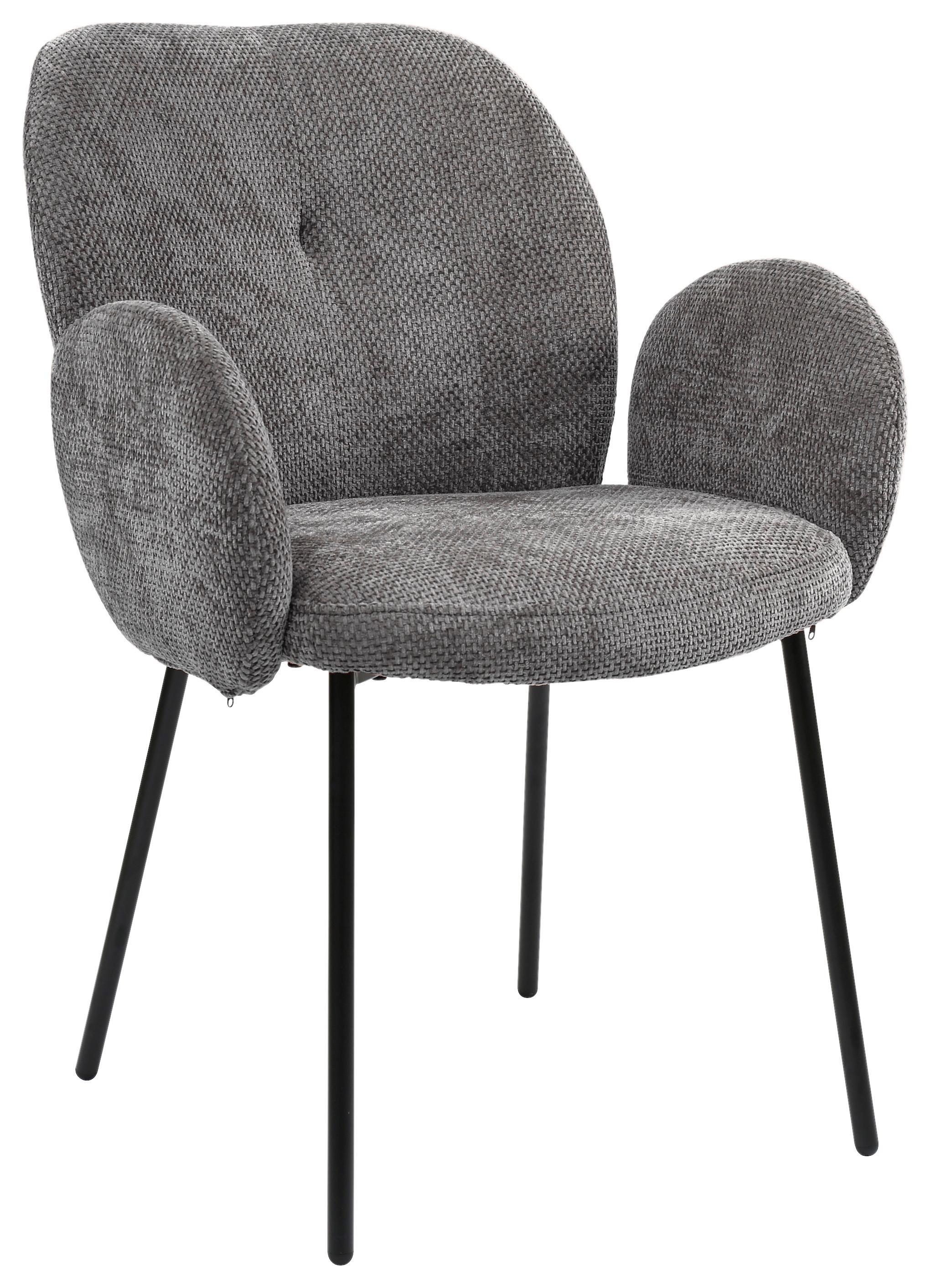 Židle s područkami Mara, šedá - šedá/černá, Lifestyle, kov/dřevo (60/87/64cm) - Mömax