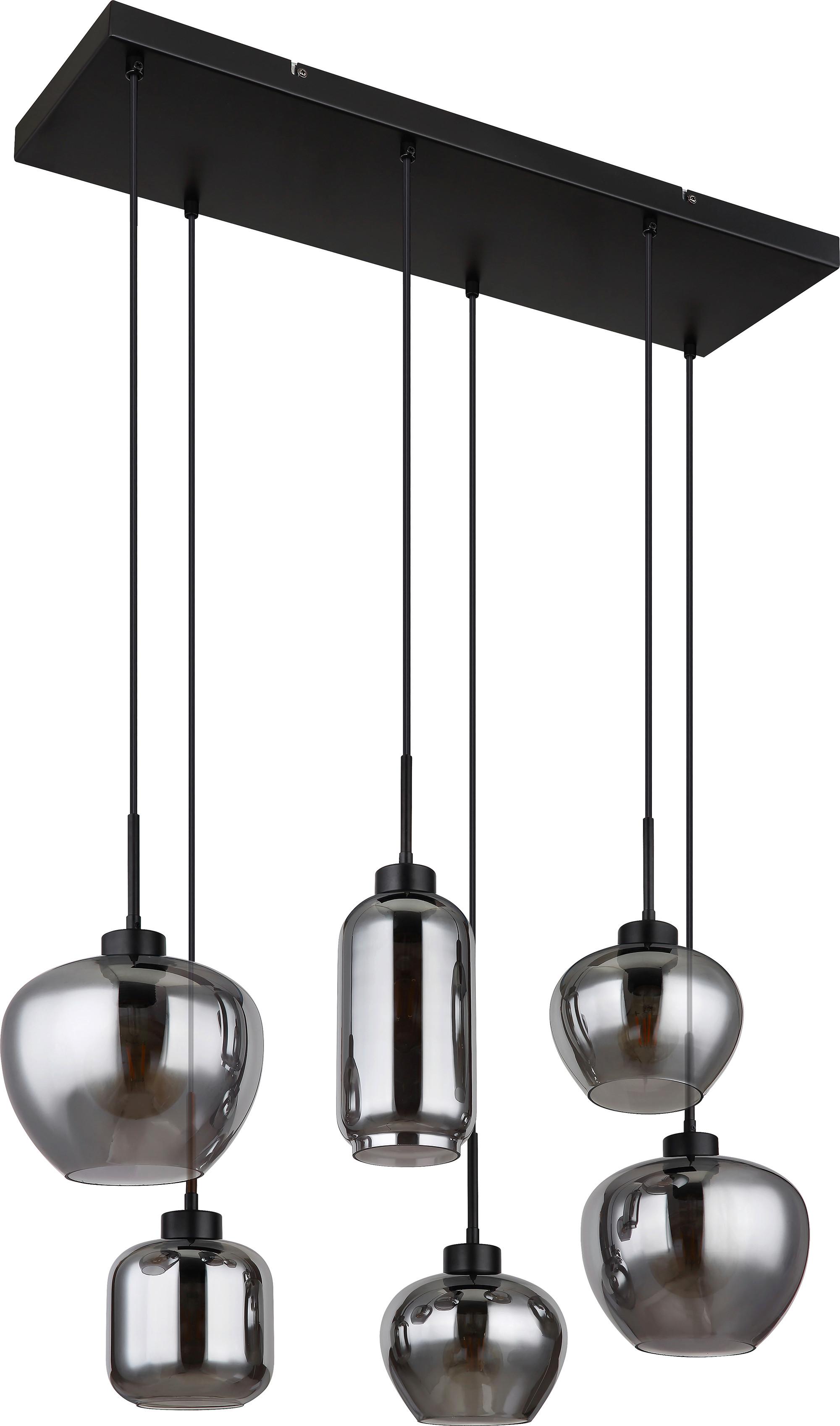 Hängeleuchte Kathrin - Schwarz, ROMANTIK / LANDHAUS, Glas/Metall (87/43/120cm) - James Wood