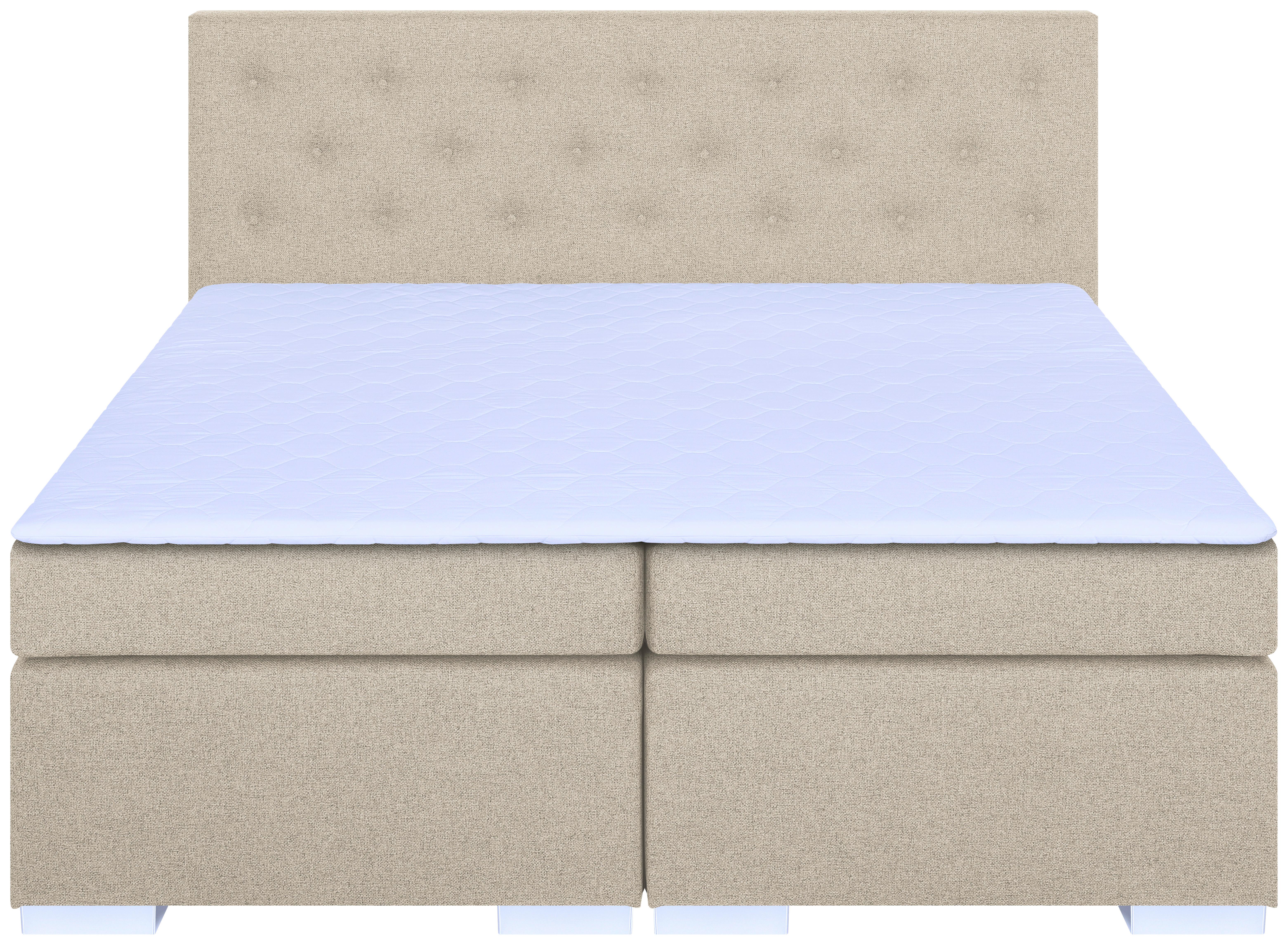 Boxspringbett Korfu Beige, 180x200 cm - Chromfarben/Beige, Basics, Holzwerkstoff/Textil (180/200cm) - P & B