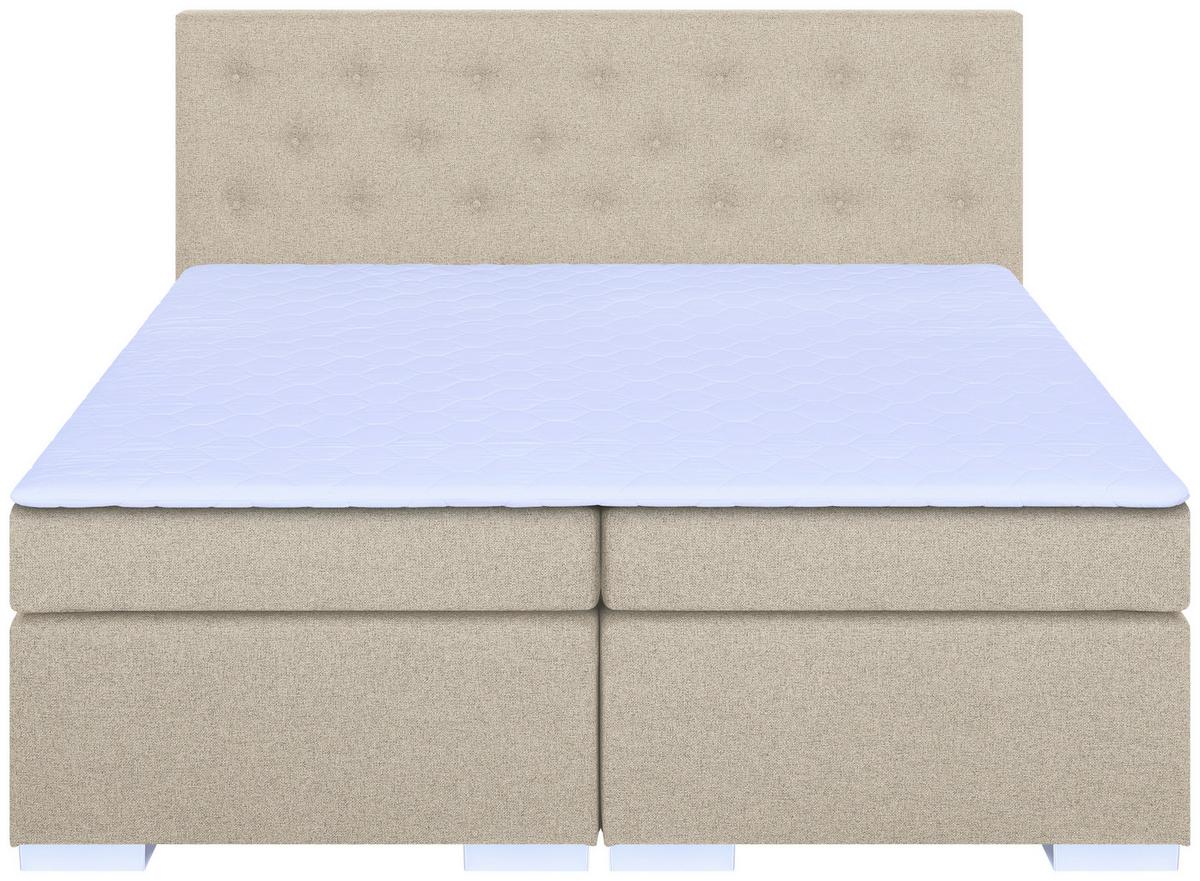 Boxspringbett Korfu Beige, 180x200 Cm - Chromfarben/Beige, Basics, Holzwerkstoff/Textil (180/200cm) - P & B