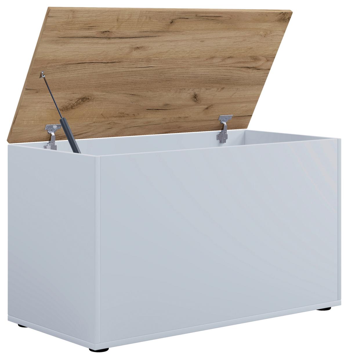 Truhenbank Bendola Weiß, Honigeiche Dekor B: 82cm - Honigeiche/Weiß, KONVENTIONELL, Holzwerkstoff (82/49/44cm) - MID.YOU