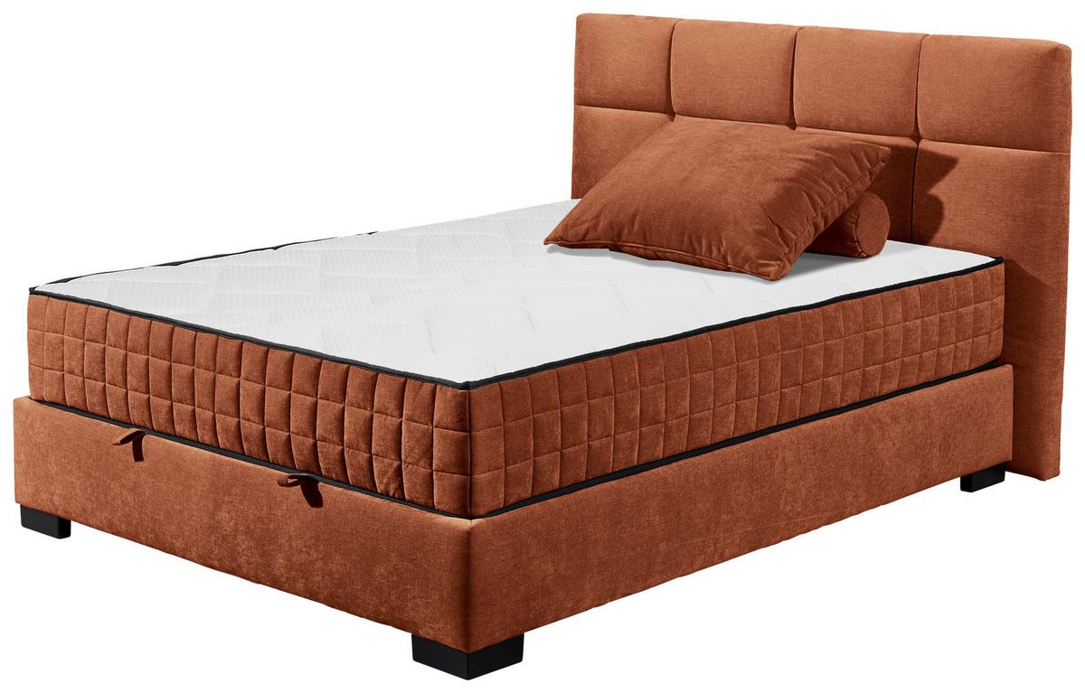 Boxbett Nagol A - Cognac/Schwarz, MODERN, Holzwerkstoff/Textil (120/200cm) - MID.YOU