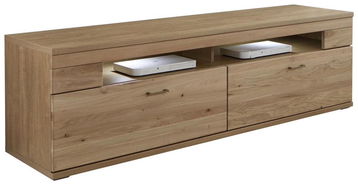 Wohnwand Kansas - Alteiche/Silberfarben, KONVENTIONELL, Glas/Holz (317,1/171/50,2cm) - Livetastic