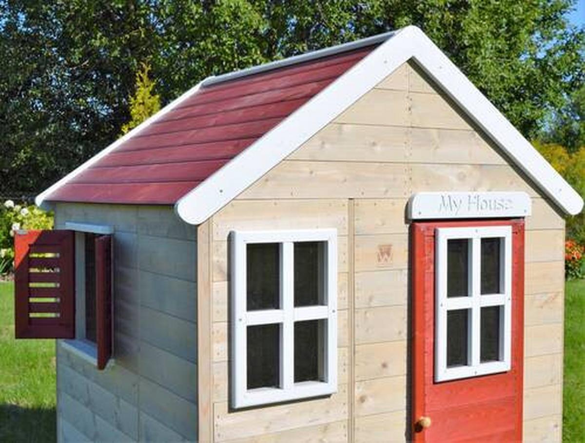 Spielhaus Gecko Naturfarben/rot, B: 120 Cm - Rot/Naturfarben, KONVENTIONELL, Holz (120/155/120cm)