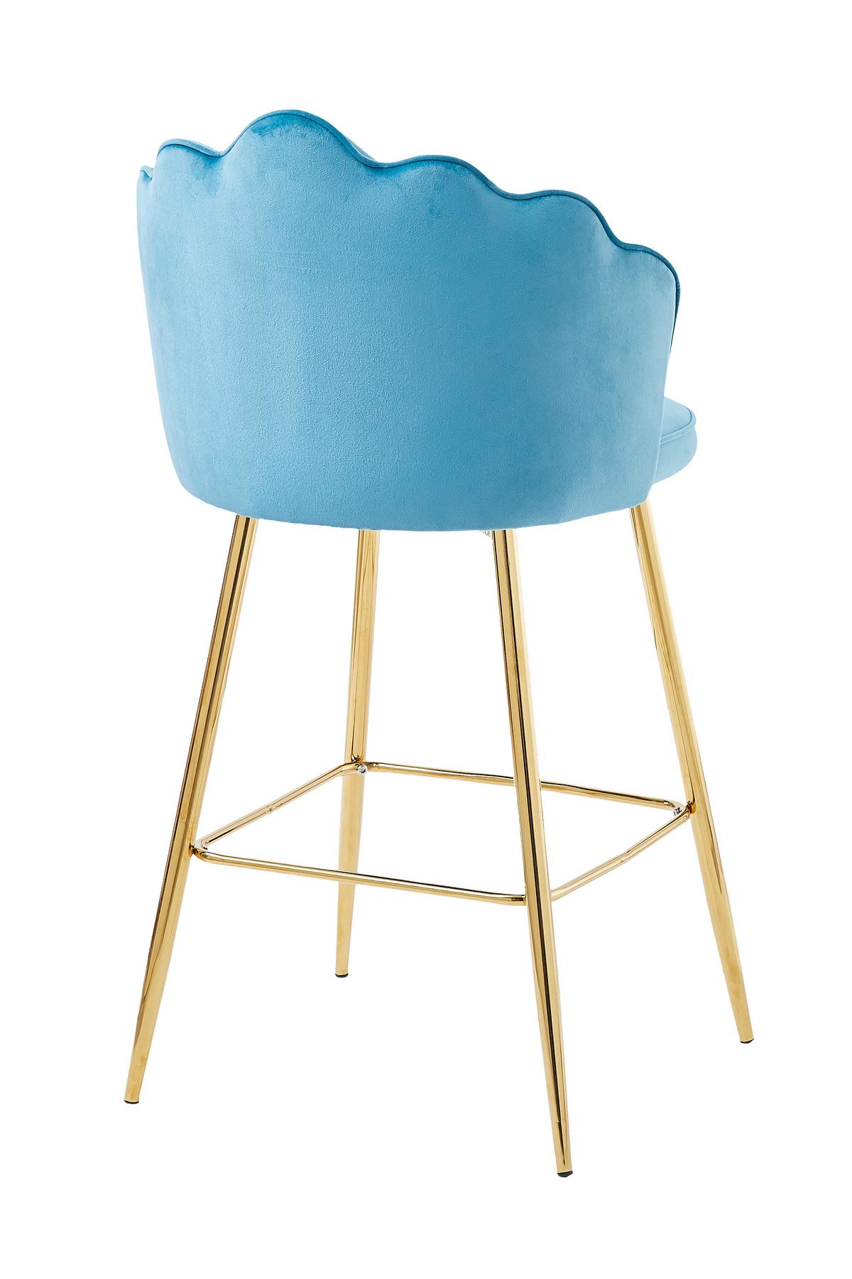 Barhocker-Set Blau B: 52 cm - Blau/Goldfarben, MODERN, Textil/Metall (52/100/54cm) - Livetastic