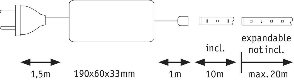Led-streifen L: 10-20 M Dimmbar - Silberfarben, Basics, Kunststoff (1000-2000/0,3cm) - Paulmann