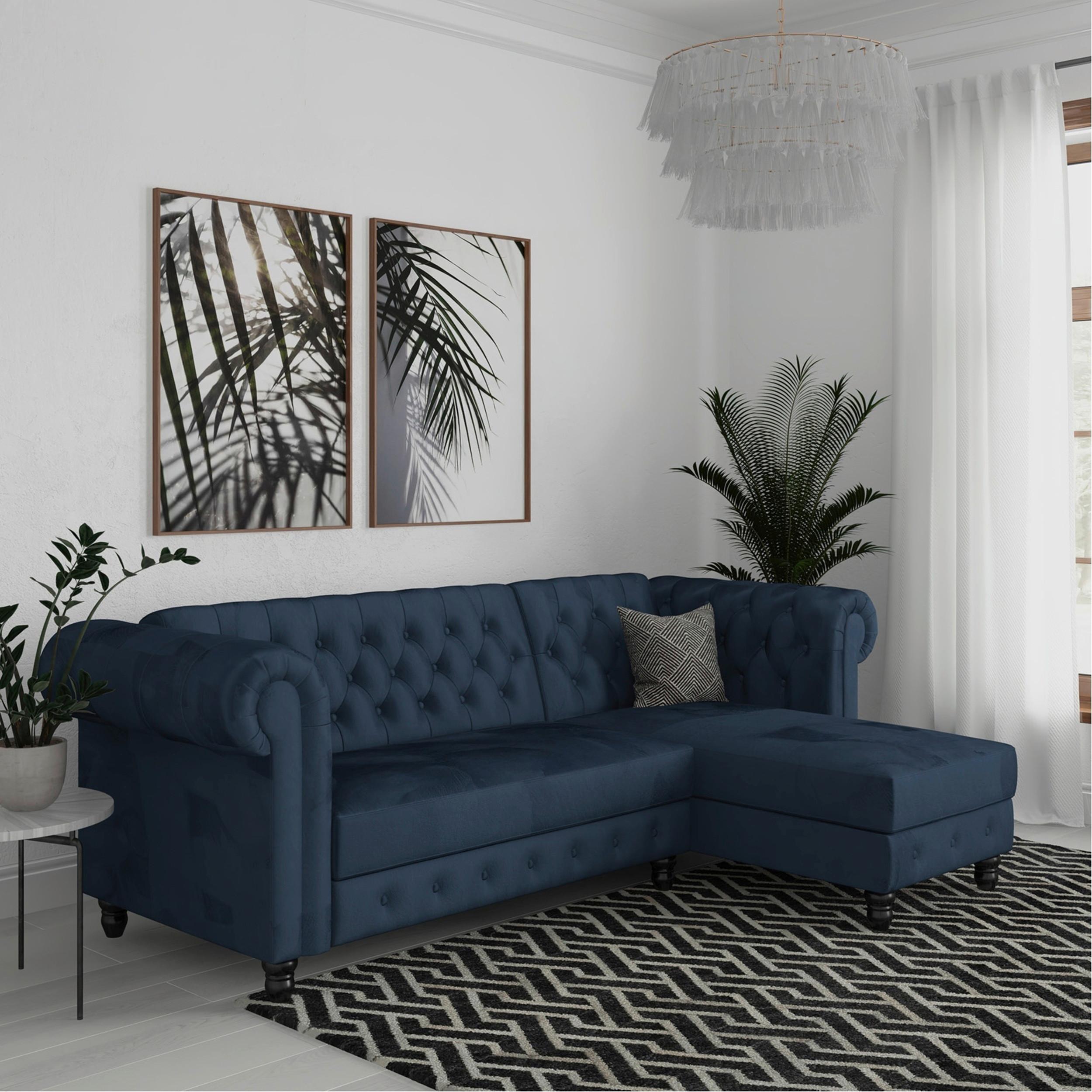 Ecksofa Firenze Blau, mit Schlaffunktion - Blau/Schwarz, Basics, Textil (241/154cm) - Livetastic