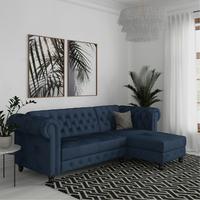 Ecksofa Firenze Blau, mit Schlaffunktion - Blau/Schwarz, Basics, Textil (241/154cm) - Livetastic