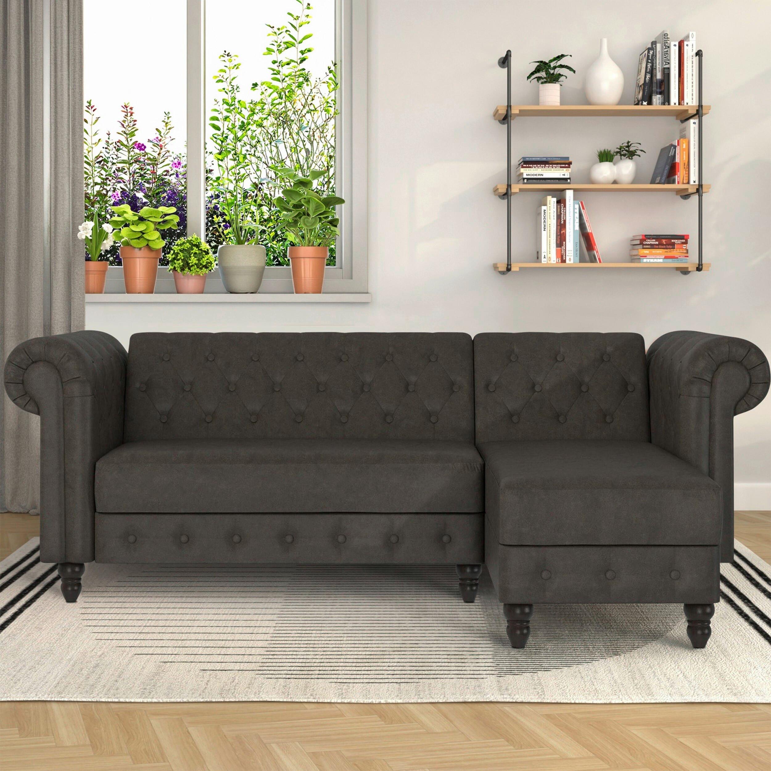 Ecksofa Firenze Anthrazit, mit Schlaffunktion - Anthrazit/Schwarz, Basics, Textil (241/154cm) - Livetastic