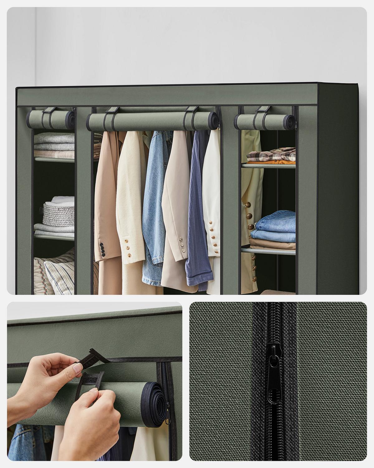 Stoffschrank Salbeigrün B: 150cm - Salbeigrün, Basics, Kunststoff/Textil (150/175/45cm)