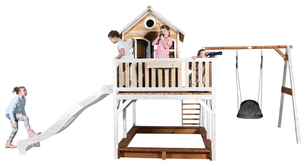 Spielturm A030.158.91 - Braun/Weiß, KONVENTIONELL, Holz (613/291/277cm) - Ambia Garden