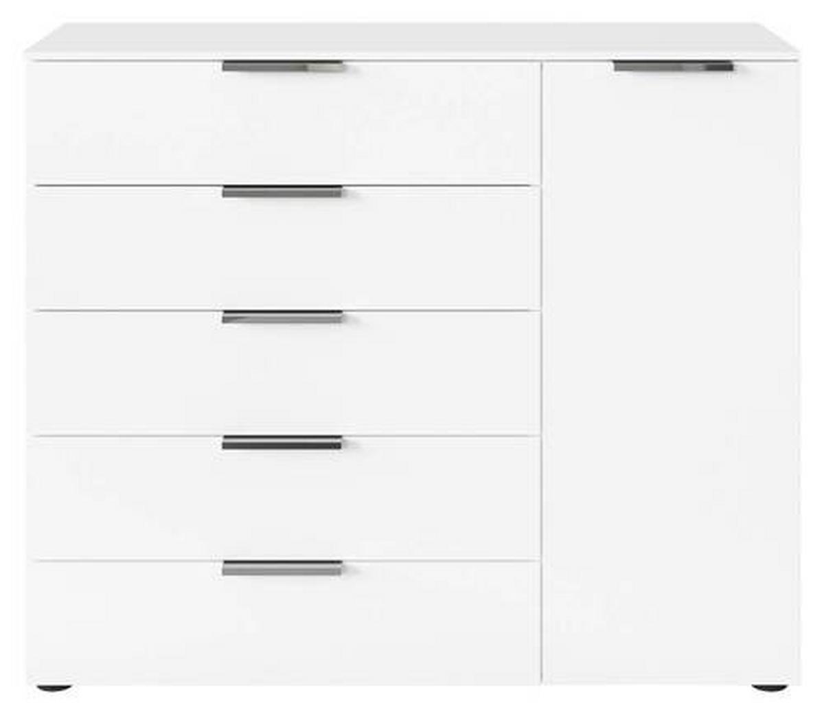 Kommode Flipp Weiß/chromfarben B: 120 Cm - Chromfarben/Schwarz, MODERN, Holzwerkstoff (120/100/42cm) - Rauch Möbel