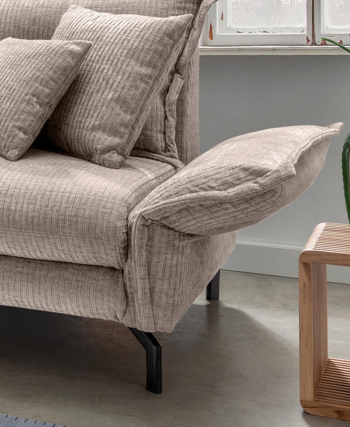 Ecksofa Lava - Beige/Schwarz, Design, Textil (180/255cm) - Livetastic