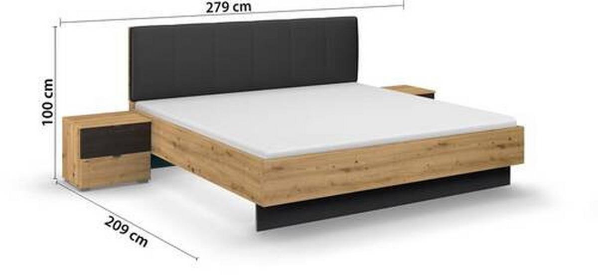 Bettanlage Apollon Eiche Artisan/schwarz B: 180cm - Schwarz/Eiche Artisan, MODERN, Holzwerkstoff/Textil (180/200cm) - Rauch Möbel