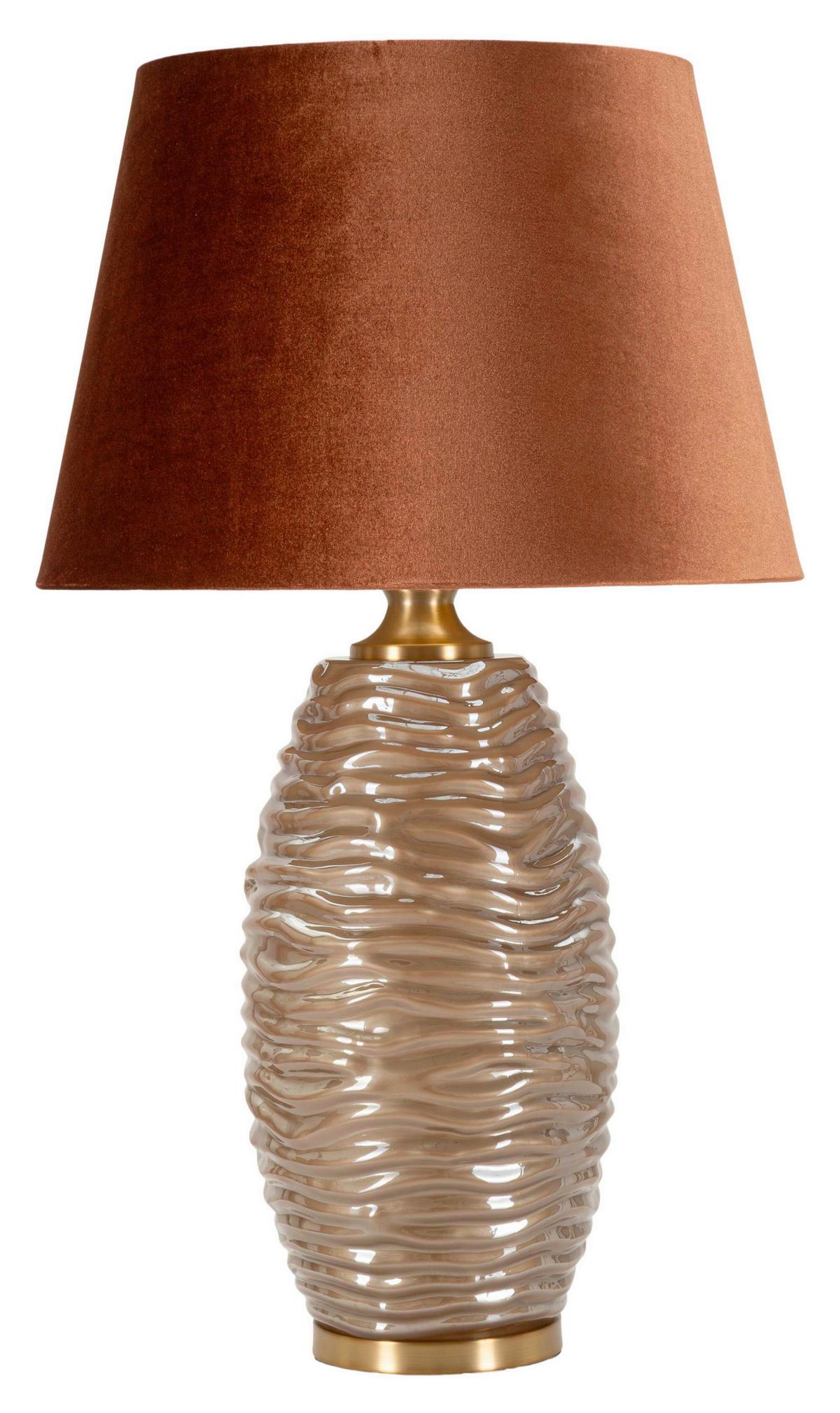 Tischleuchte Prague W Braun, Goldfarben B: 45,5cm - Goldfarben/Braun, Basics, Glas/Textil (45.5/79/45.5cm)