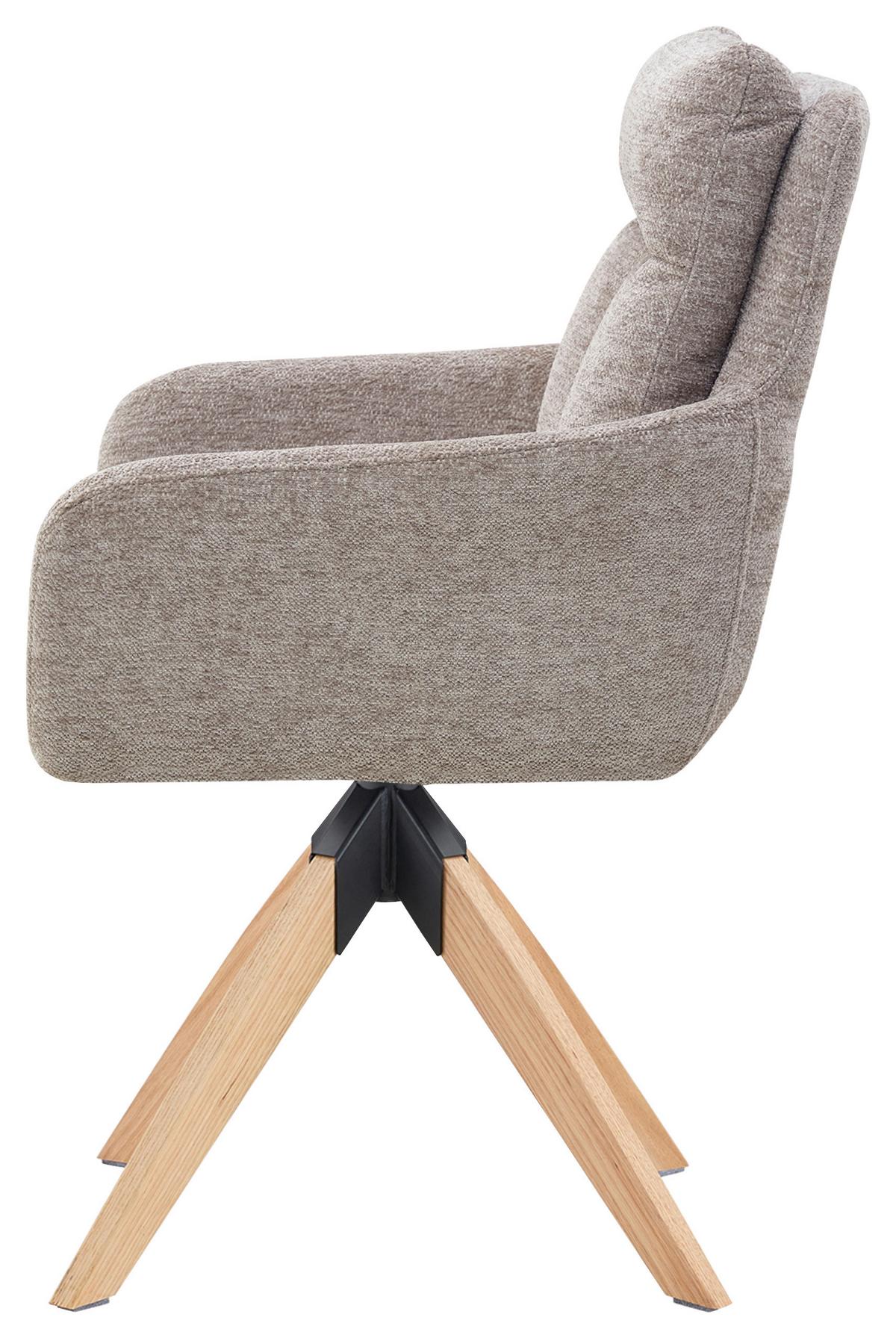 Armlehnstuhl Malik Webstoff taupe gepolstert - Taupe/Naturfarben, KONVENTIONELL, Holz/Textil (59/92/63cm) - Livetastic